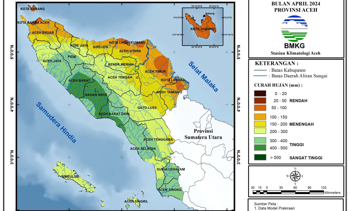Peta Prakiraan Curah Hujan BMKG  April 2024