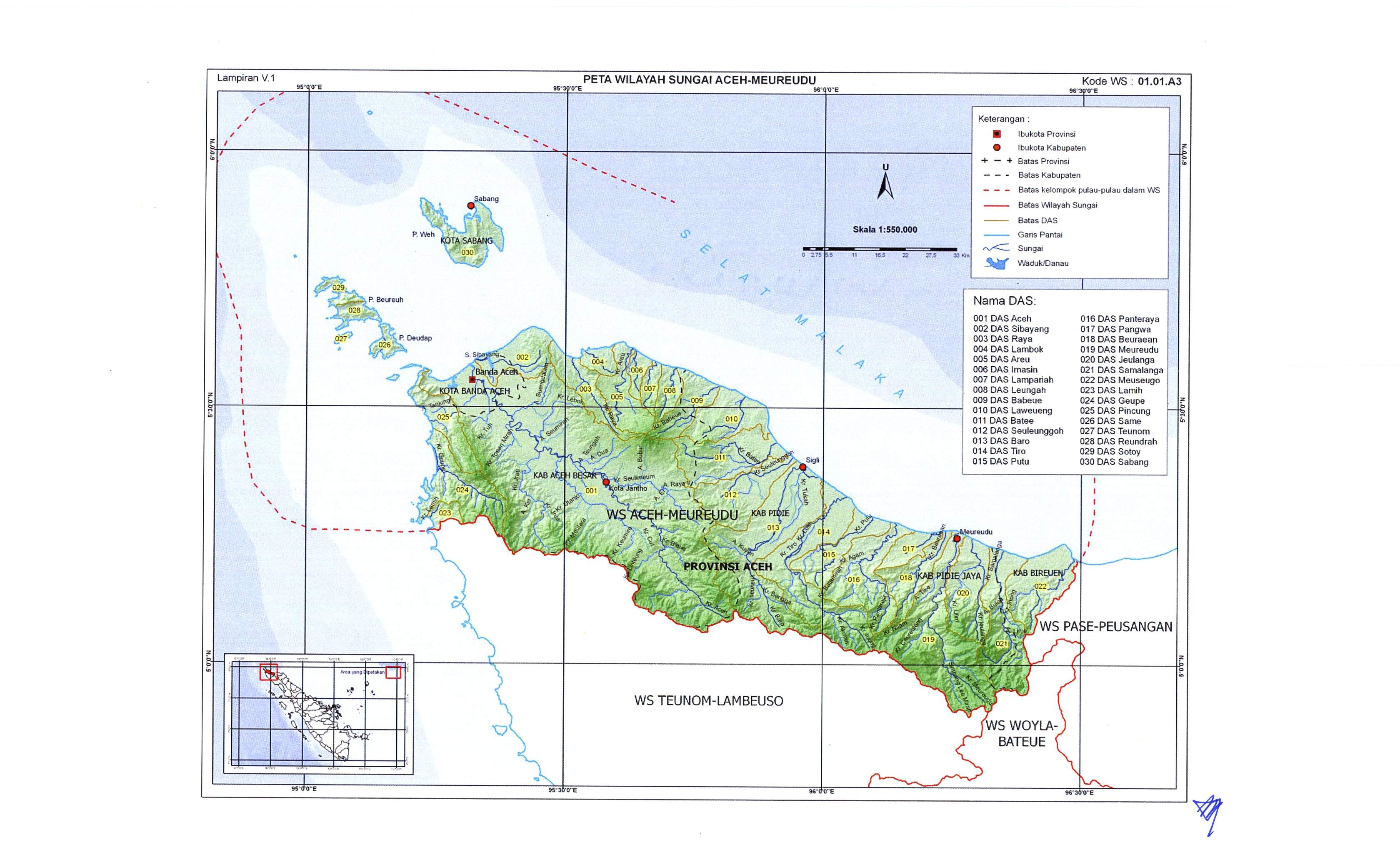 Peta Batas Wilayah Sungai Aceh-Meureudu