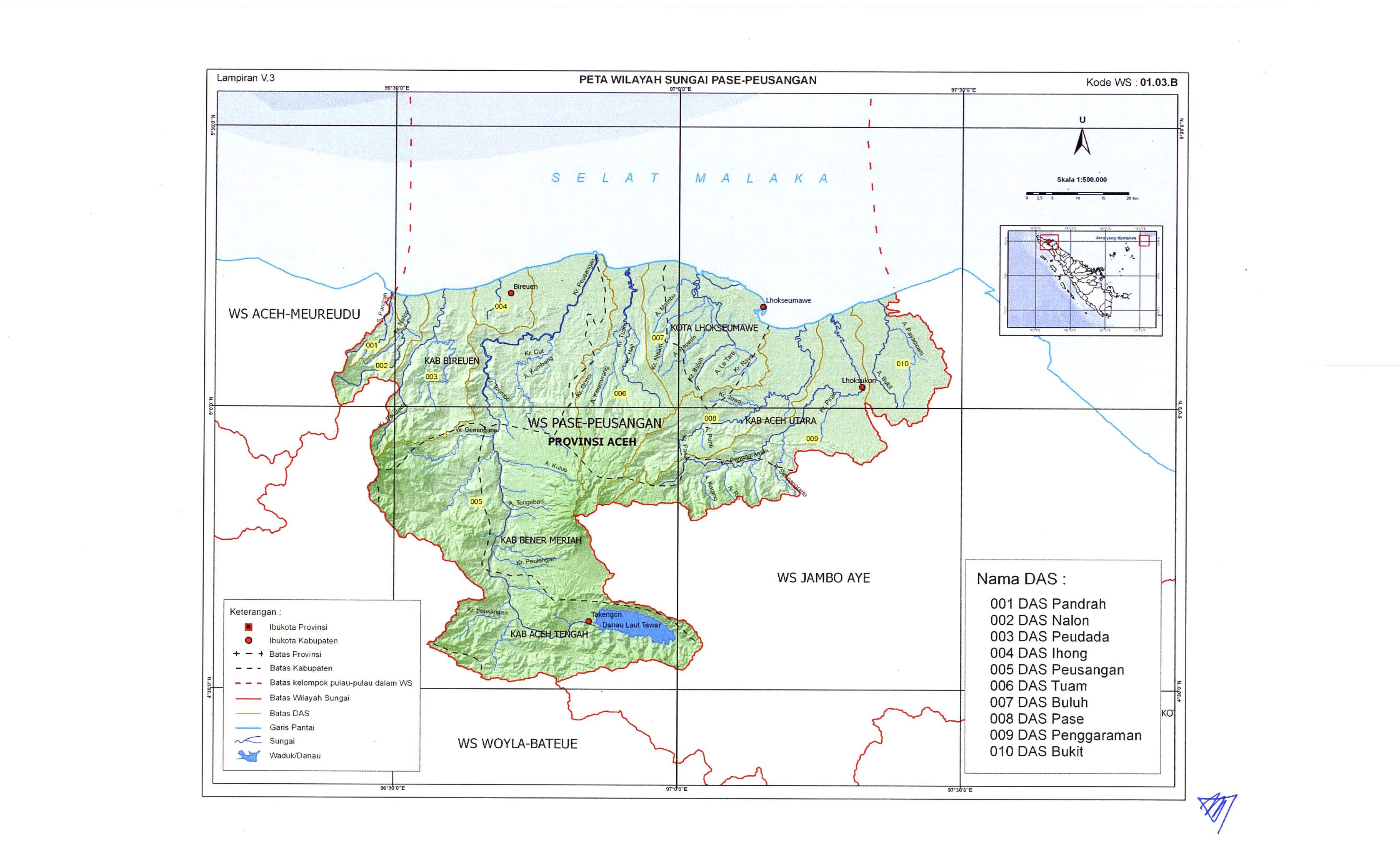 Peta Batas Wilayah Sungai Pasee-Peusangan